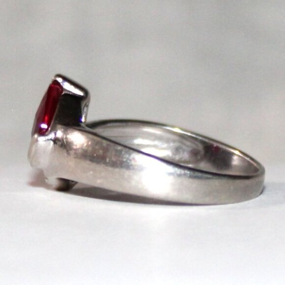 Sterling Silver Lab Created Ruby Ring - Picture 2 of 7